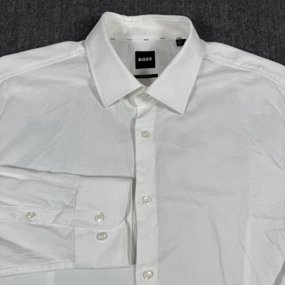 BOSS Hugo Boss Men's White Dress Shirt XL 17 32/33 100% Cotton Long Sleeve